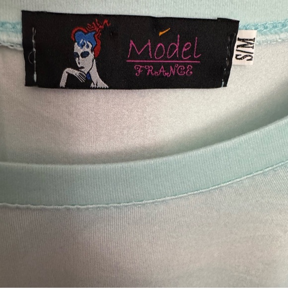 Model France beach scene tshirt starfish ocean bling diamond details sparkly y2k - Picture 12 of 15